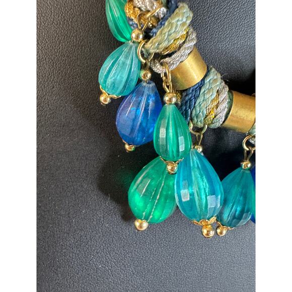 Blue, green, turquoise colored cha Cha on cords.  16” - Picture 5 of 7